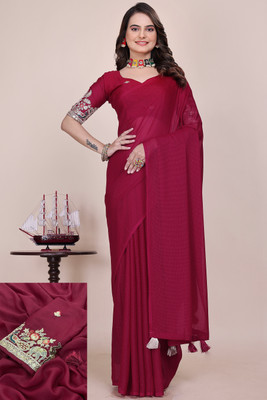 KONICA FAB Embroidered, Self Design Bollywood Georgette Saree(Pink)