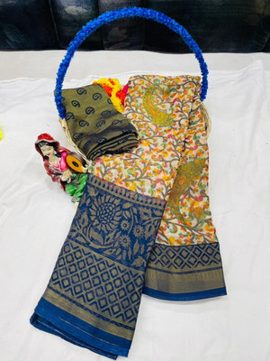 Sanjana Silk Paisley Bollywood Brasso Saree(Dark Blue)
