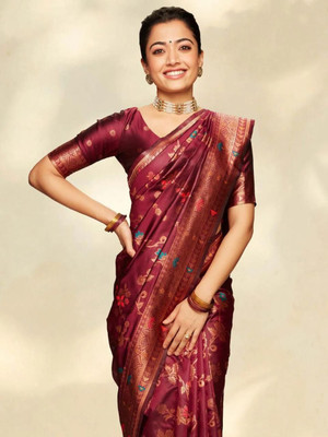 Varda Woven Daily Wear Art Silk Saree(Maroon)