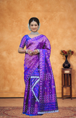 VEPEX Woven Mekhela Chador Silk Blend Saree(Blue)
