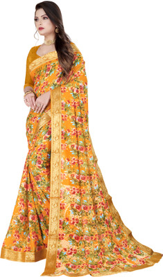 Adroit Management Printed Bollywood Georgette Saree(Yellow)