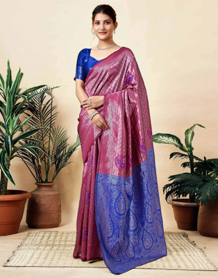 Falessa Woven Banarasi Silk Blend Saree(Green)