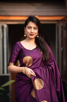 RASVRITI Solid/Plain Kanjivaram Pure Silk, Art Silk Saree(Pack of 2, Purple)