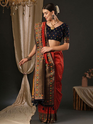 ANOUK Woven Banarasi Silk Blend Saree(Red)