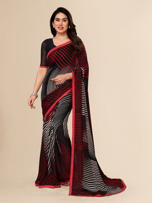 Moda Rapido Embellished, Printed, Self Design Bollywood Georgette Saree(Red)
