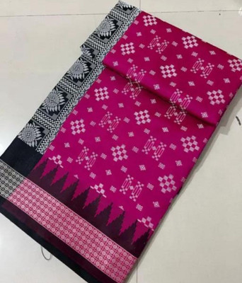 AYEZAL Woven, Floral Print, Temple Border Sambalpuri Art Silk Saree(Pink)