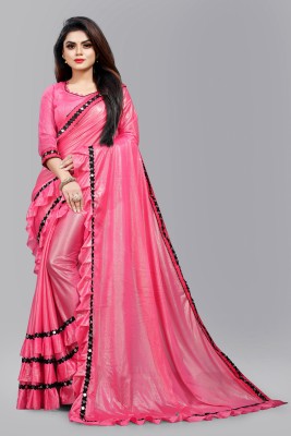 SwiftStyle Self Design Bollywood Lycra Blend Saree(Pink)