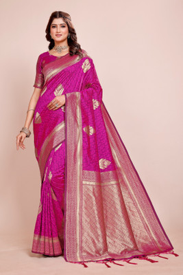 DHAYNAAND REEWA FASHION Woven, Embellished Kanjivaram Georgette Saree(Magenta)