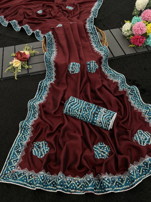 ZOYAL ENTERPRISE Printed Bollywood Silk Blend Saree(Maroon)