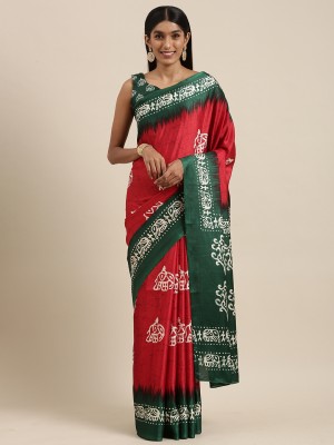 Divastri Printed Chanderi Art Silk Saree(Red)