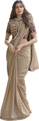 ROOP SUNDARI SAREES Printed Bollywood Cotton Linen, Cotton Silk Saree(Cream)