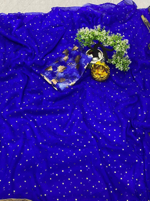 TOXEGO Embellished Daily Wear Chiffon Saree(Blue)