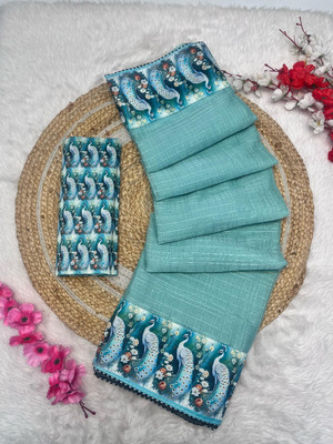 CLICKTHEMALL Solid/Plain Bollywood Chiffon Saree(Light Blue)