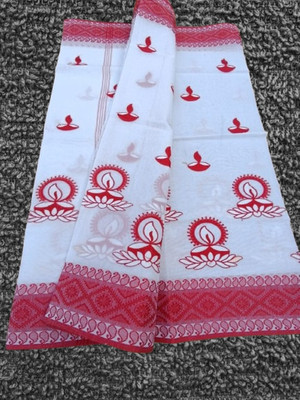 Happy Creation Woven Jamdani Cotton Blend Saree(Multicolor)