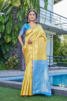 MANJULA SAREE Woven Banarasi Cotton Silk Saree(Yellow)