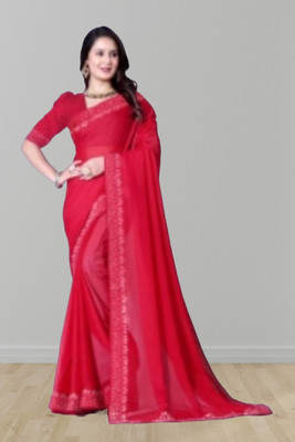 Lajamani Fashion Self Design, Solid/Plain Bollywood Georgette Saree(Red)