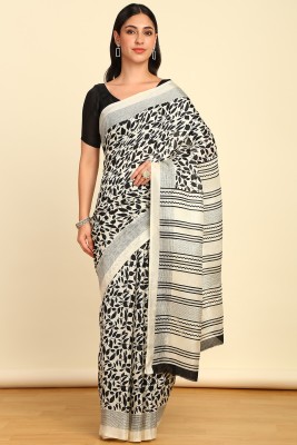 soch Printed Daily Wear Silk Blend Saree(Cream, Black)