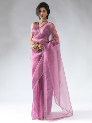 Divastri Embellished Bollywood Organza Saree(Purple)