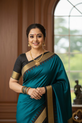 Afronza Solid/Plain, Temple Border, Tie-Dye, Self Design Sambalpuri Silk Blend, Pure Silk Saree(Blue)