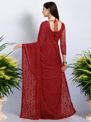NEXA Self Design Bollywood Net Saree(Maroon)