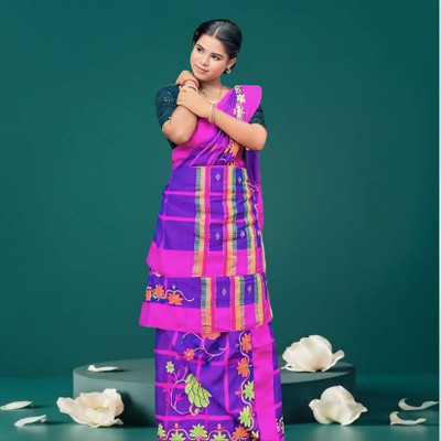 Prithvi Self Design Handloom Handloom Tussar Silk Saree(Blue)