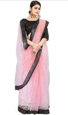 Cherry tex Embellished Bollywood Net Saree(Pink)