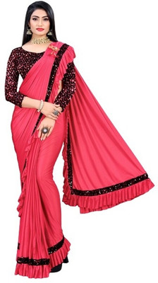 Shriwali Fashion Self Design Bollywood Lycra Blend Saree(Pink)