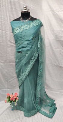GALANI ENTERPRISE Embroidered Bollywood Net Saree(Light Green)