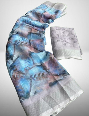 AA ONE ENTERPRISE Digital Print Bollywood Silk Blend Saree(Blue)