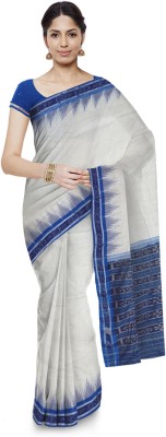 handloom paridhaan Printed Sambalpuri Pure Cotton Saree(White)