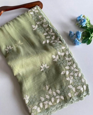 KANDORA Embroidered Bollywood Brasso Saree(Green)