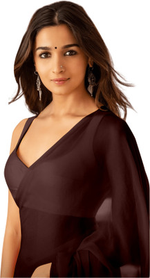 StyleDeal Solid/Plain Bollywood Georgette Saree(Brown)