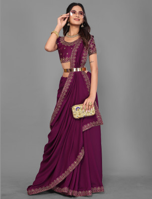 Pireva Embroidered Banarasi Silk Blend Saree(Multicolor)