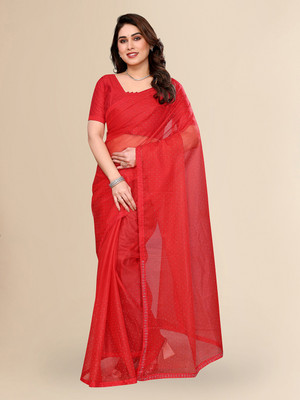 Moda Rapido Embellished Bollywood Net Saree(Red)