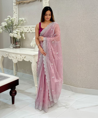 Divastri Embellished Bollywood Organza Saree(Pink)