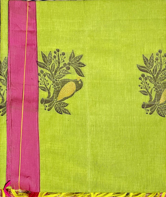 ThanishFabs Self Design Kovai Handloom Pure Cotton Saree(Green)