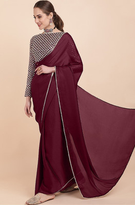 MAHAKALI CLOTHING Solid/Plain Daily Wear Georgette Saree(Maroon)