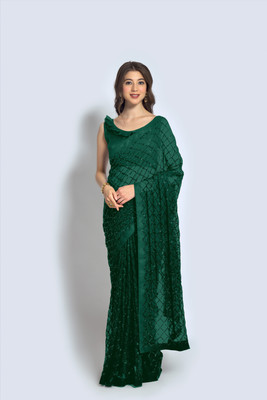 Moda Rapido Self Design Bollywood Georgette Saree(Green)