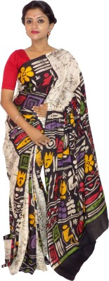 KheyaliBoutique Hand Painted Hand Batik Pure Cotton Saree(Multicolor)