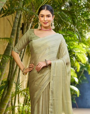 Siril Woven, Embellished, Self Design Bollywood Georgette, Chiffon Saree(Beige)