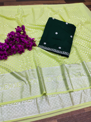 Radhika Fab Embellished Bollywood Georgette Saree(Green)