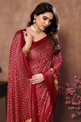 sareya veela Printed Handloom Chiffon Saree(Maroon)