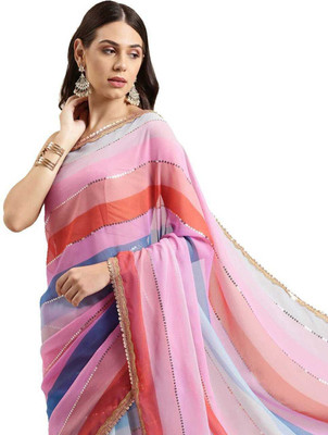 Styli-Nar Creation Color Block Bollywood Georgette Saree(Multicolor)