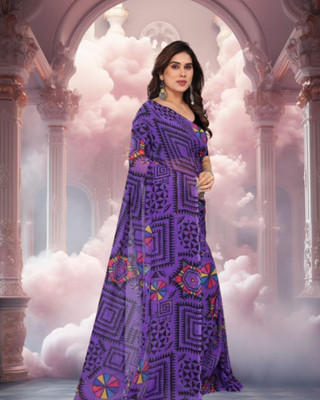 Jayu Printed Bollywood Georgette Saree(Purple)