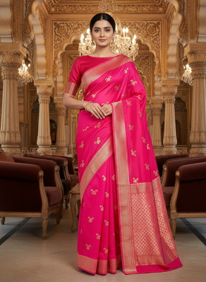 Sariya Embellished, Woven Kanjivaram Pure Silk, Art Silk Saree(Pink)