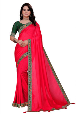 WavySnugsy Solid/Plain Assam Silk Pure Silk Saree(Pink)