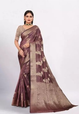 Sathiya Creation Self Design Banarasi Organza Saree(Purple)