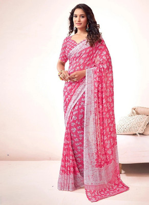 Panchvati NX Printed Bollywood Georgette Saree(Pink)