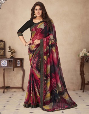 Satrani Geometric Print, Printed, Embellished Bollywood Chiffon, Georgette Saree(Multicolor)