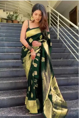 SHREE SHUBH ENTERPRISE Woven Banarasi Jacquard Saree(Green)